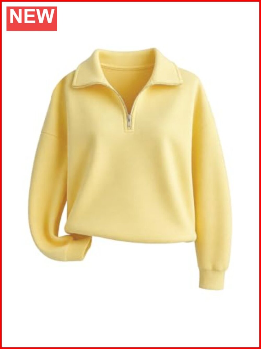 Quarter Zip Sweatshirt Collared Long Sleeve Pullover Loose Fit Casual Top
